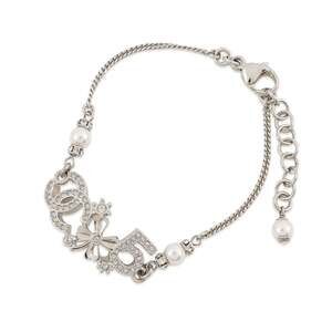 CHANEL Authentic Pearl Logo Charm Bracelet